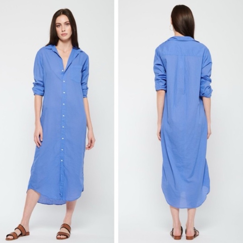 Frank & Eileen Cobalt Blue Button-Front Maxi Shirt Dress - Picture 2 of 8